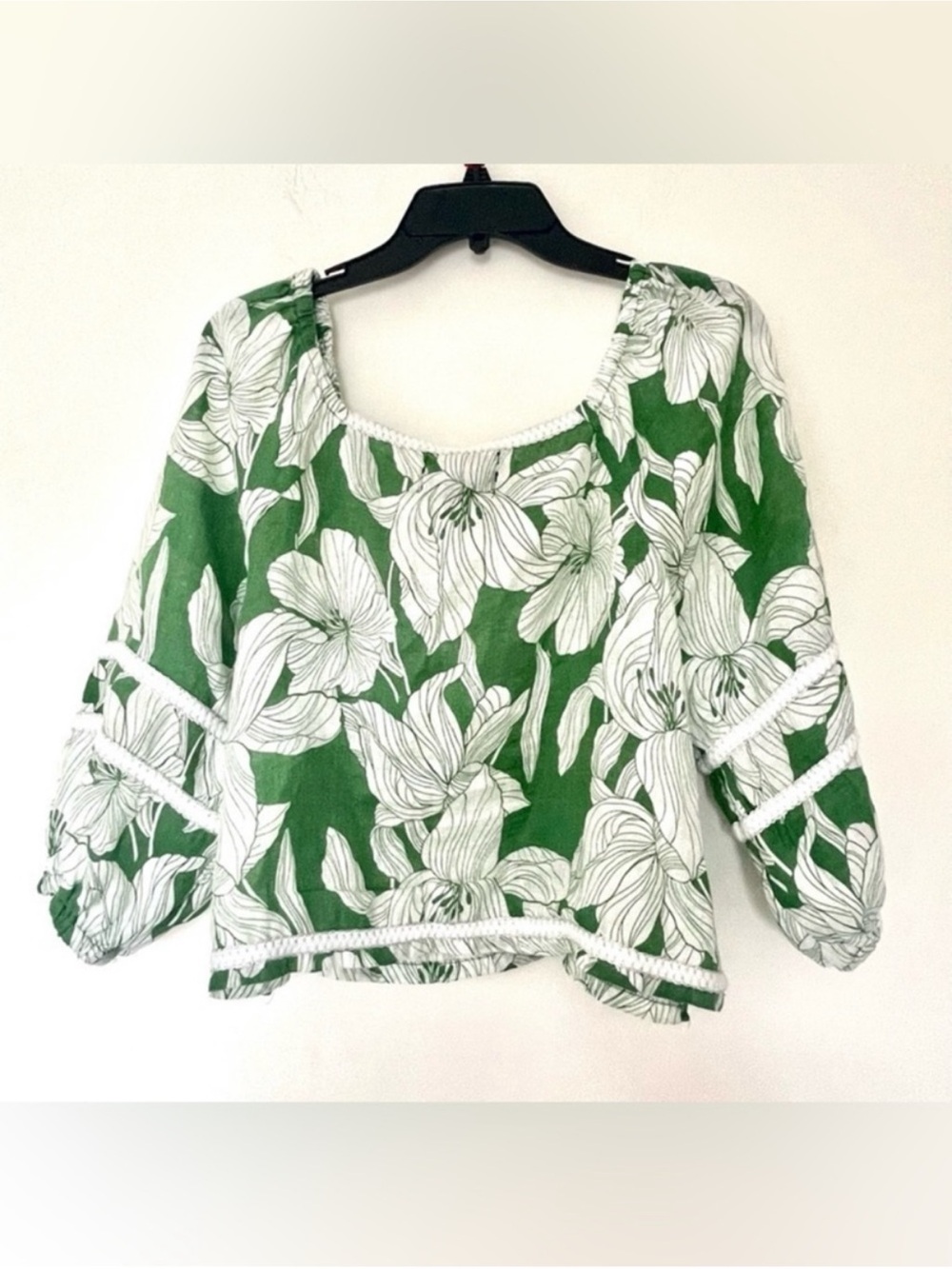 New TAHARI 100% Linen Floral Botanical Print Boho Lagenlook Blouse Shirt Top - Picture 2 of 9
